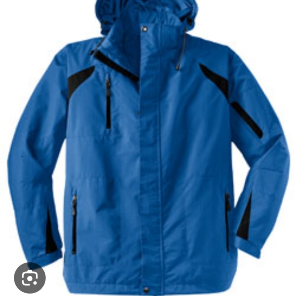 Port Authority Men's Blue and Black Raincoat
